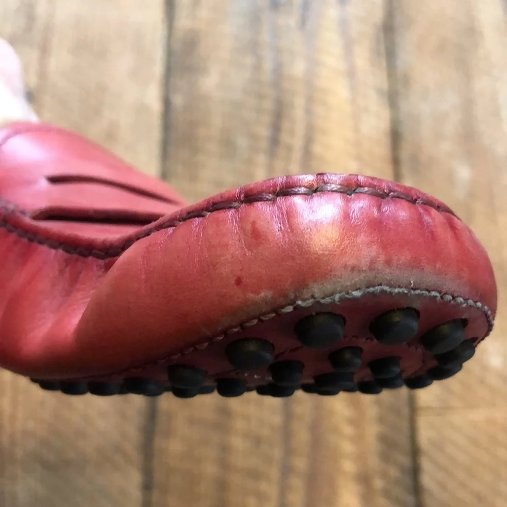 Tod’s Red leather driving loafers shoes size 8